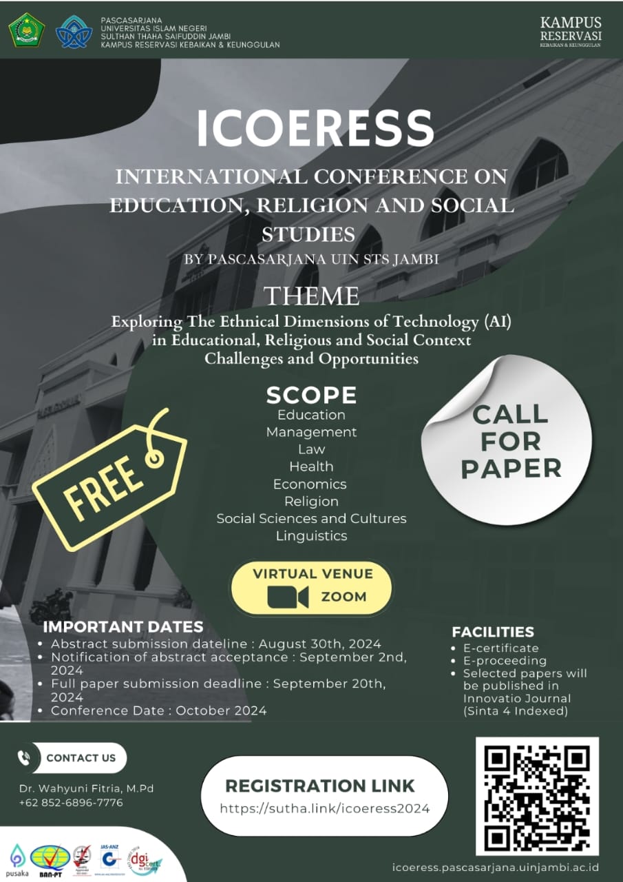 CALL FOR PAPER, The 1st International Conference on Education, Religion and Social Studies (ICOERESS)