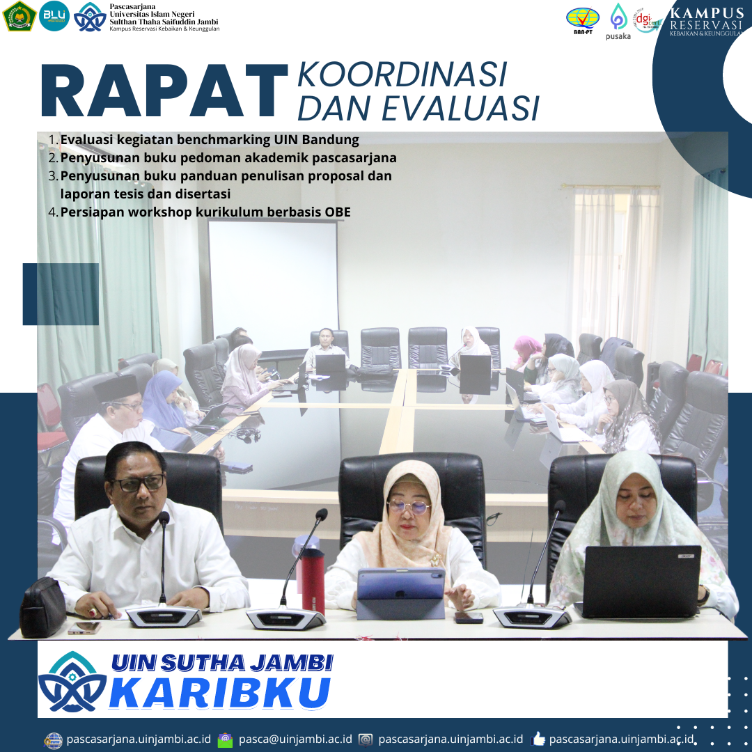 Pascasarjana UIN Jambi Gelar Rapat Koordinasi dan Evaluasi: Benchmarking, Penyusunan Buku Pedoman, dan Persiapan Workshop OBE