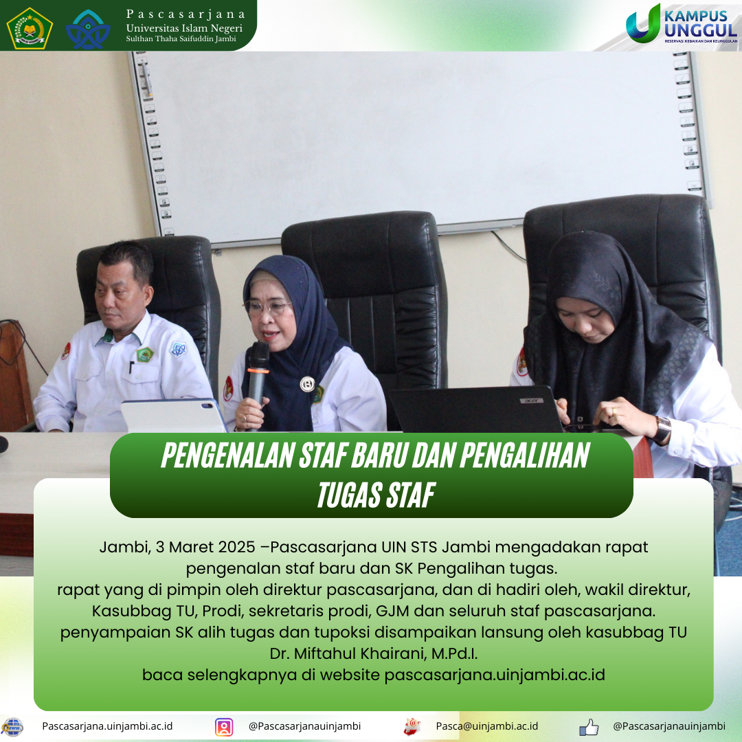 Pengenalan staf baru dan Pembacaan SK pengalihan tugas staf