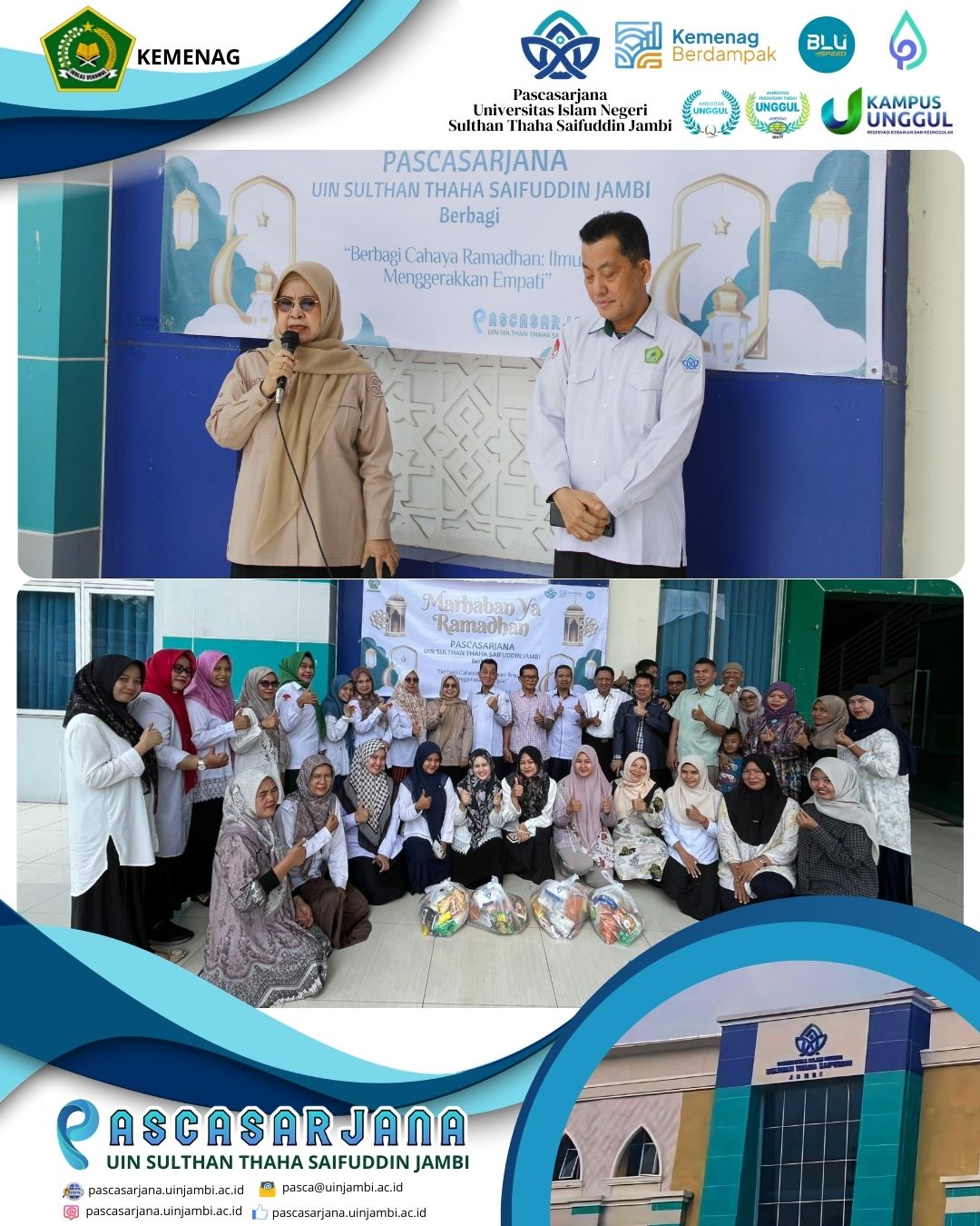 Pascasarjana UIN STS Jambi Berbagi Cahaya Ramadhan, Salurkan 46 Paket Sembako kepada Warga Sekitar