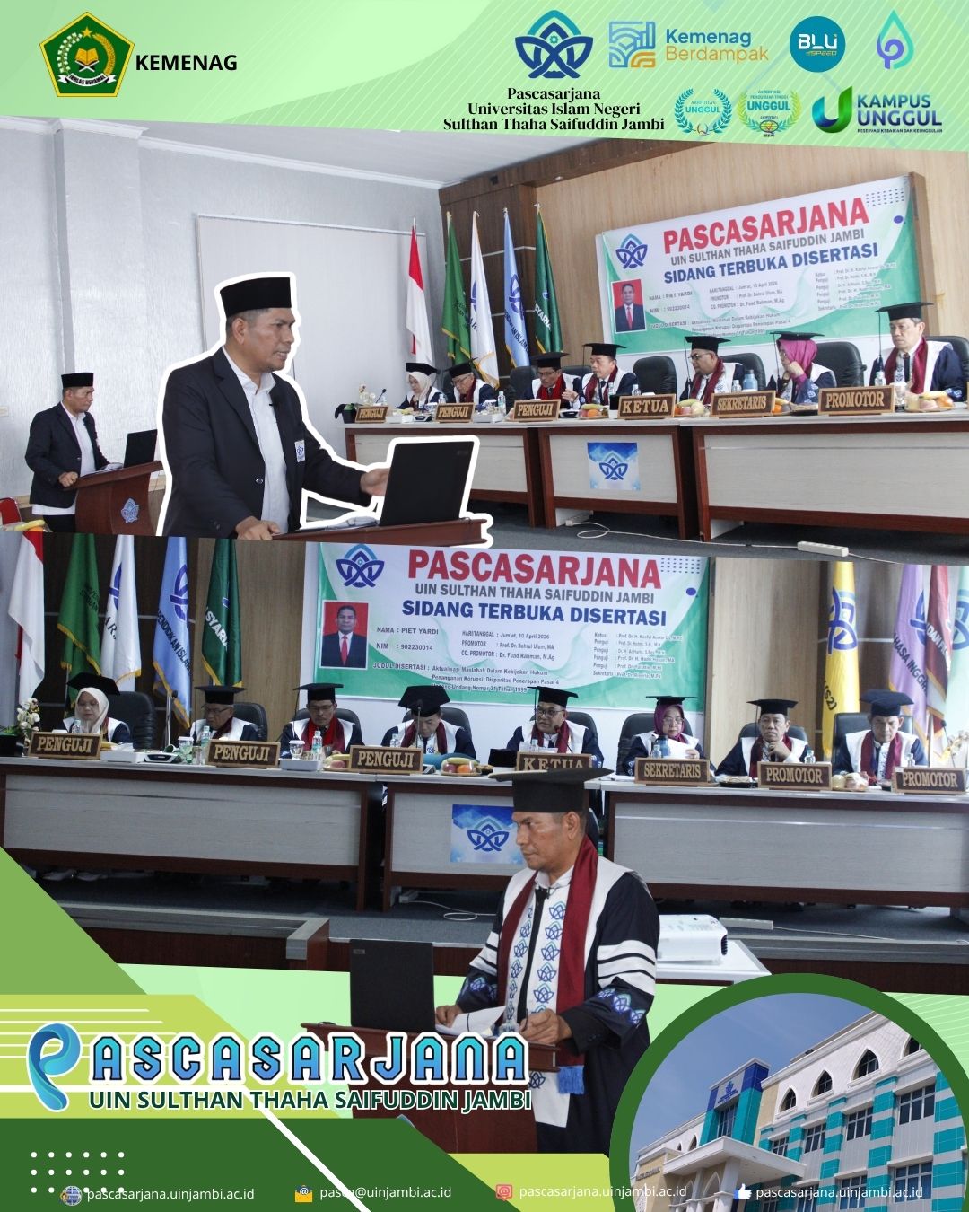 Kupas Disparitas Hukum Korupsi, Dr. Piet Yardi Raih Gelar Doktor di Pascasarjana UIN STS Jambi