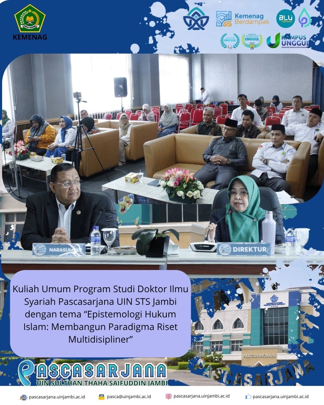Kuliah Umum Doktor Ilmu Syariah Bahas Epistemologi Hukum Islam dan Penandatanganan MoA Antar Pascasarjana