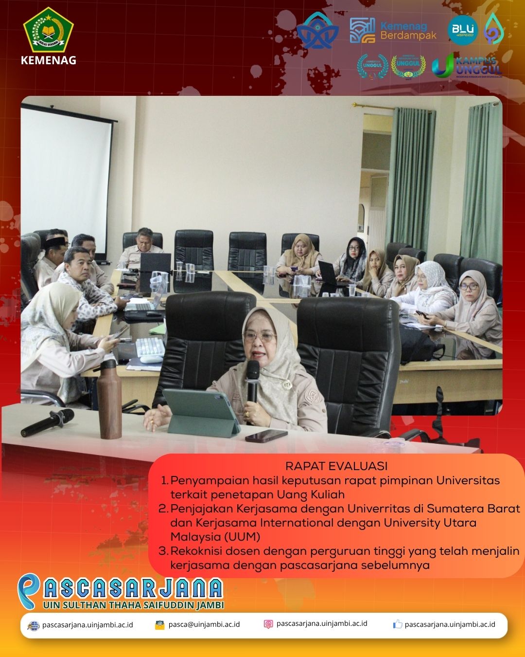 Rapat Evaluasi: Pascasarjana UIN STS Jambi Bahas Kebijakan Uang Kuliah All Inclusive, Kerjasama International dan Rekognisi Dosen