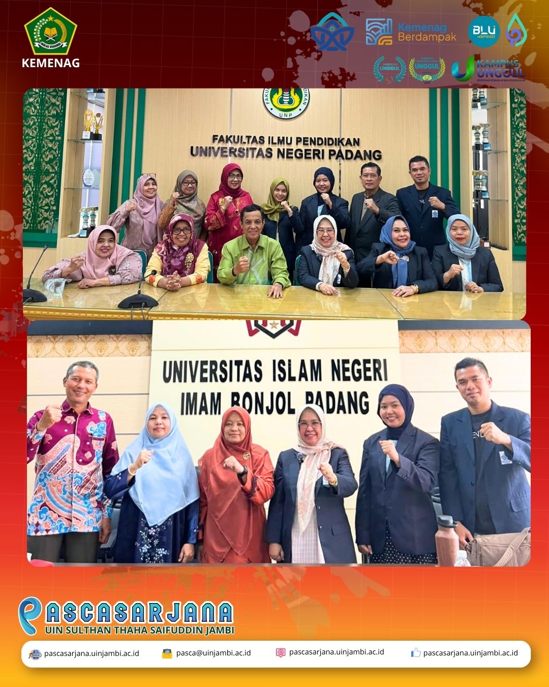 Benchmarking OBE dan RPL, Pascasarjana UIN STS Jambi Perluas Kerja Sama dengan Pascasarjana UIN Imam Bonjol dan FIP UNP