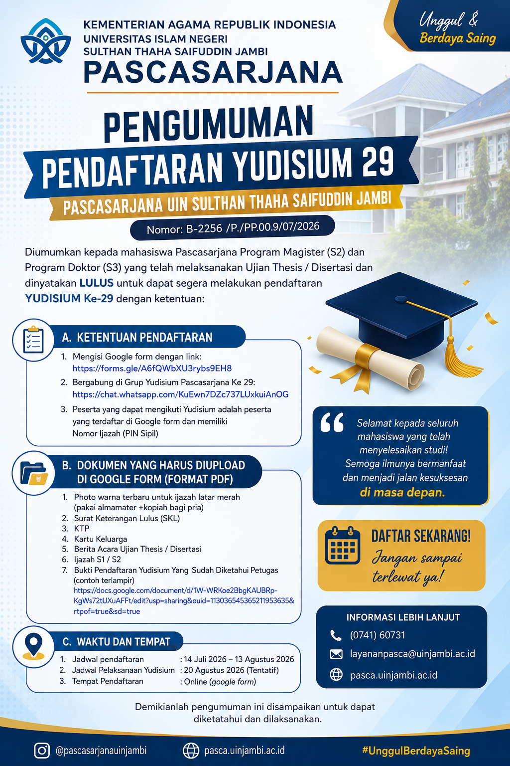 Pendaftaran Yudisium Ke-29 tahun 2026