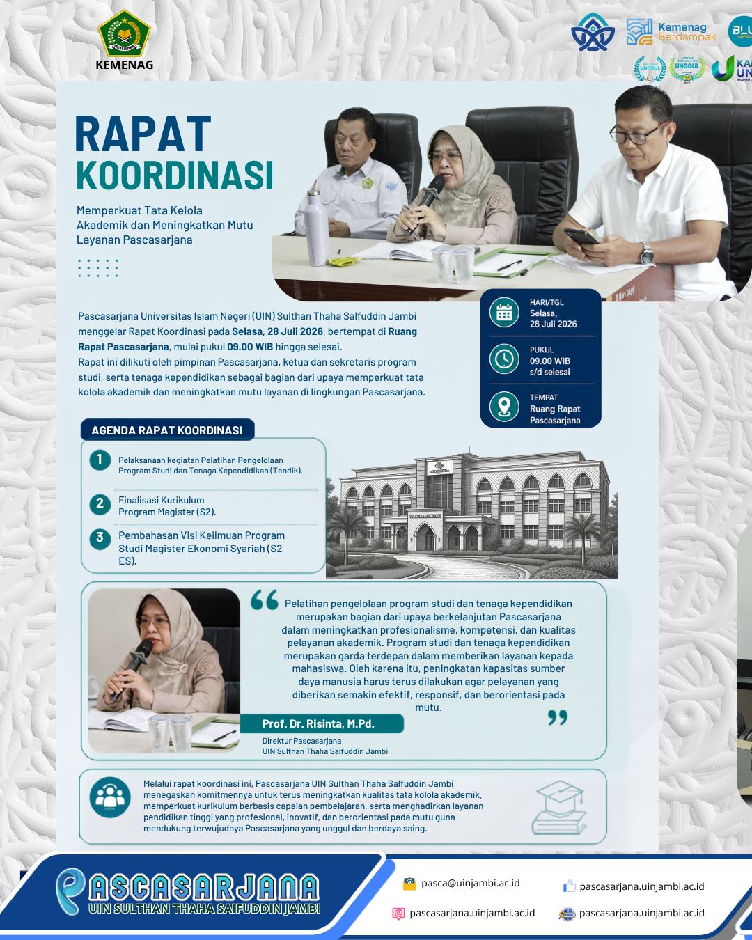Pascasarjana UIN STS Jambi Gelar Rapat Koordinasi Bahas Peningkatan Layanan Akademik dan Finalisasi Kurikulum Program Magister