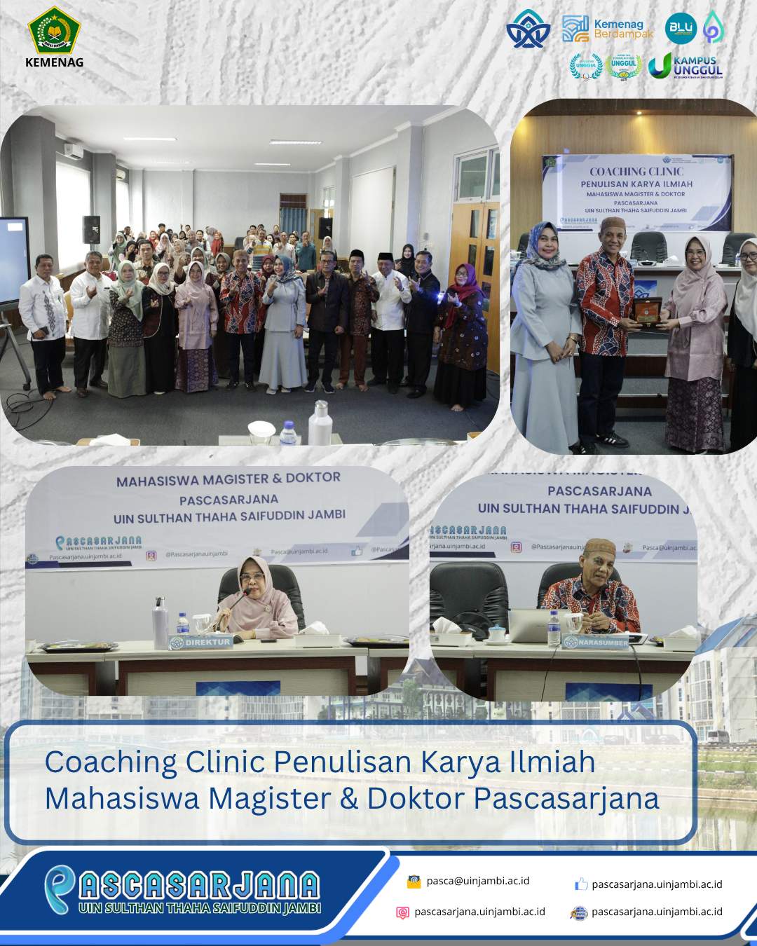 Perkuat Kompetensi Riset Mahasiswa, Pascasarjana UIN STS Jambi Selenggarakan Coaching Clinic Penulisan Karya Ilmiah