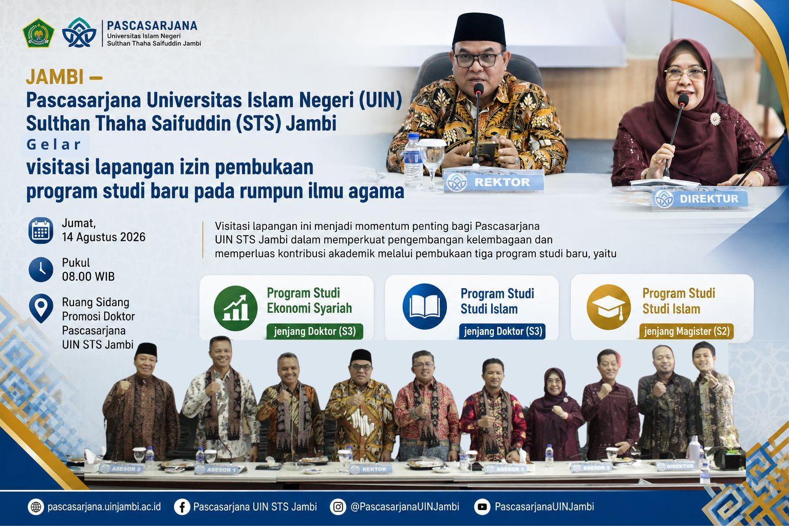 Pascasarjana UIN STS Jambi Gelar Visitasi Lapangan Izin Pembukaan Tiga Program Studi Baru Rumpun Ilmu Agama