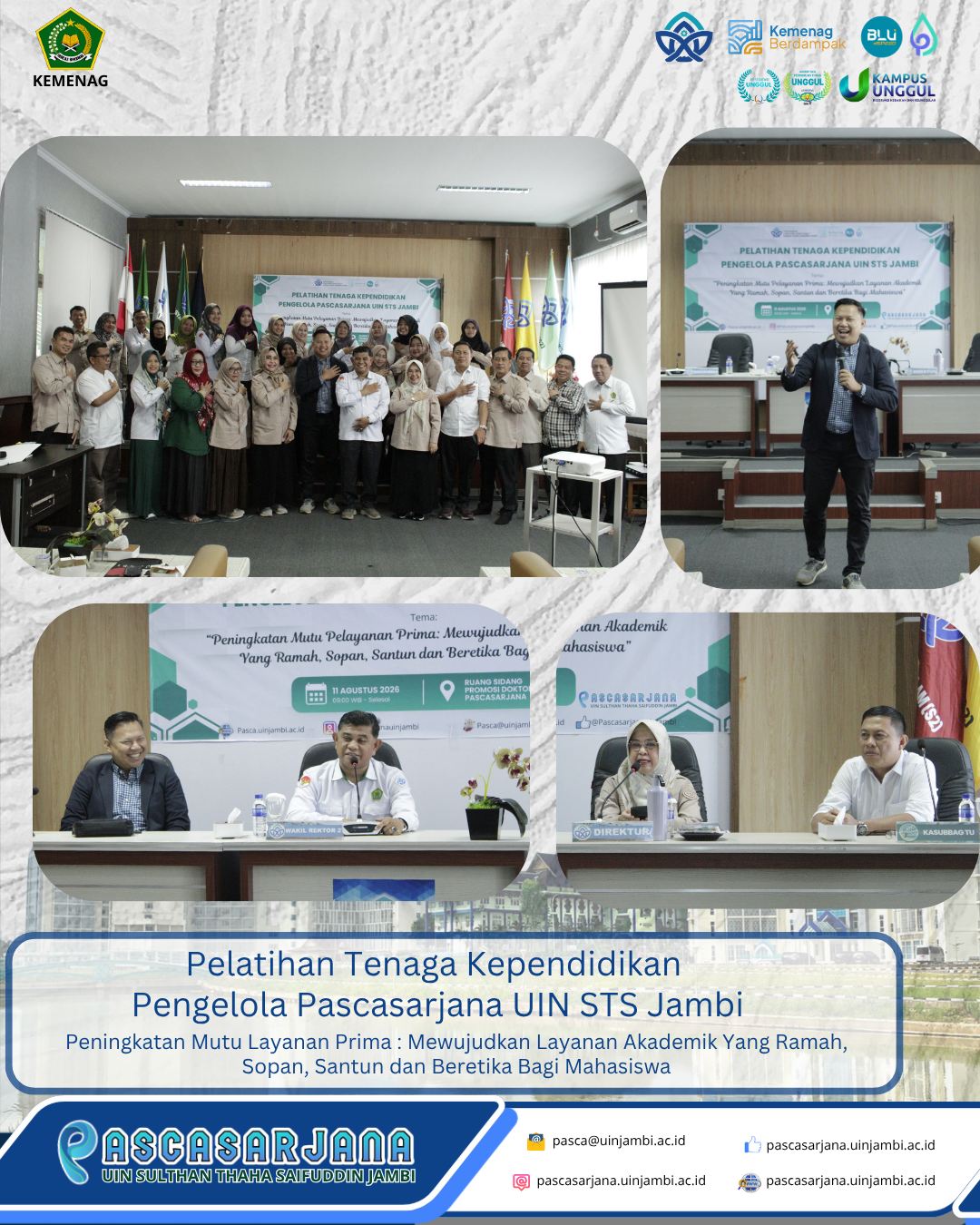 Pascasarjana UIN STS Jambi Gelar Pelatihan Tenaga Kependidikan, Perkuat Komitmen Layanan Akademik Prima